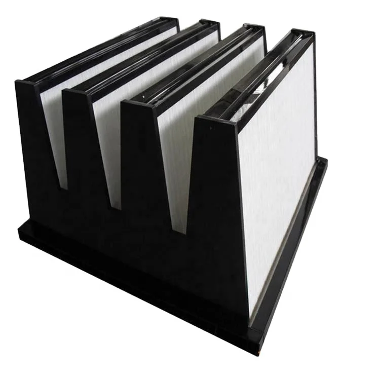 Mittlerer Glasfaser-Medienluftfilter V Bank Typ Compact F7 F8 F9 V W Box Filterkonstruktion für Lüftungssystem