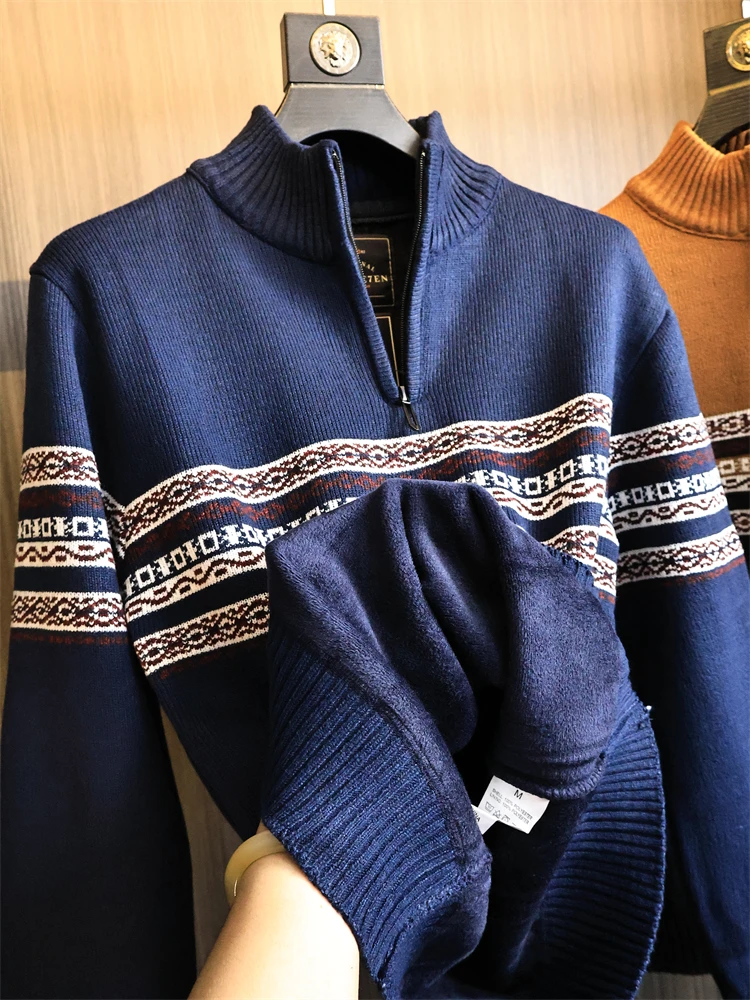 

Мужской вязаный свитер Ele Thiened на молнии, теплый, модный, городской стиль, с длинным рукавом, стандартный крой, осень-зима