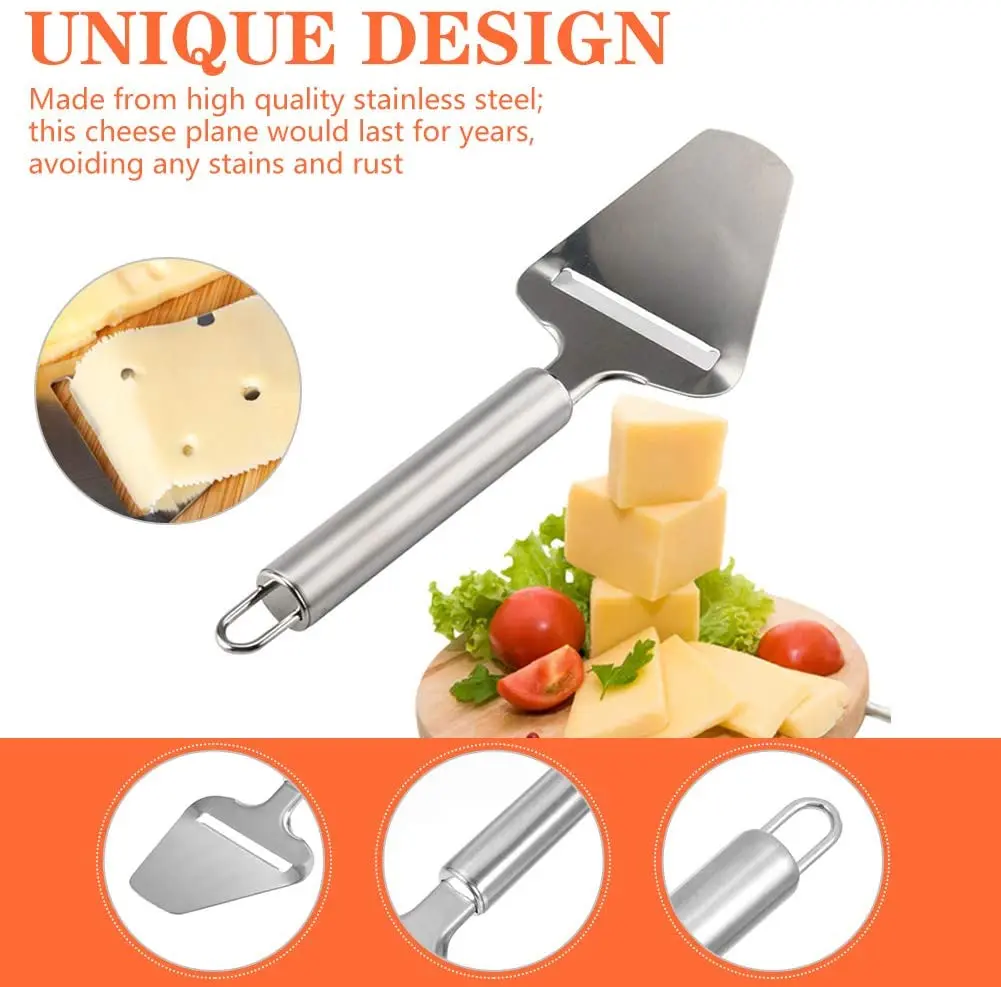 Cheese Slicer Stainless Steel, Cheese Knife Heavy Duty Plane Cheese Cutter, Server for Semi-Soft, Semi-Hard Cheeser Grater