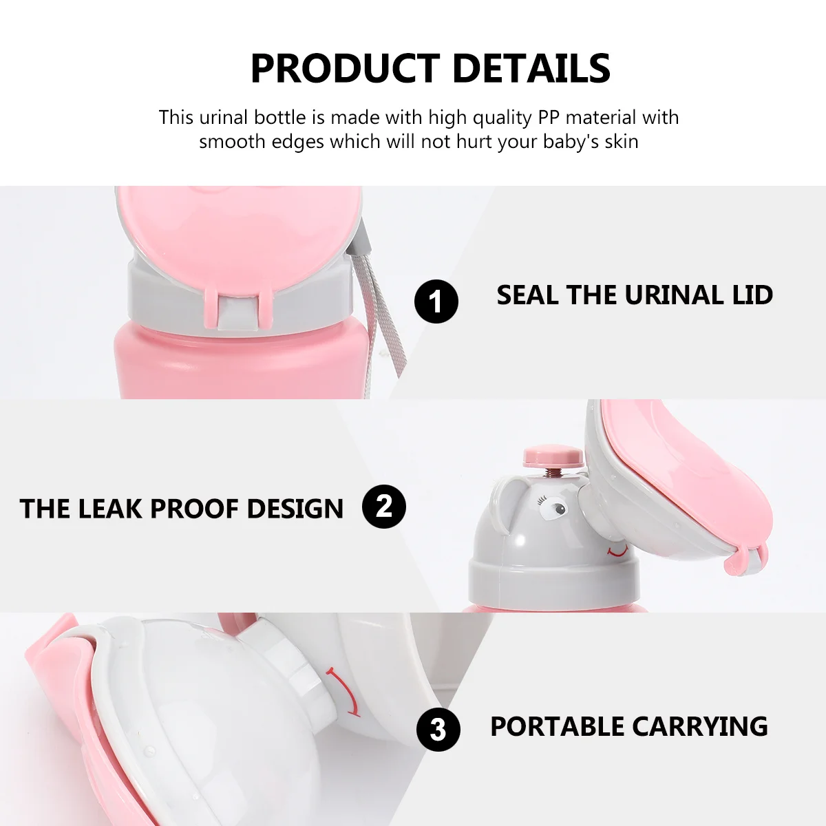 

Portable Car Urinal for Kids Lightweight Small Size Leakproof Design Cute Cartoon Travel Toilet for Children Night Use Pink