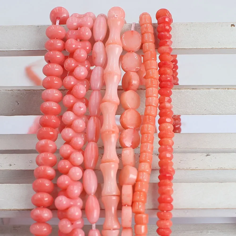 Wholesale Natural Real Pink Coral Fashion Loose Bead Isolation Spacer Beads For Jewelry Making DIY Bracelet Necklace 15\