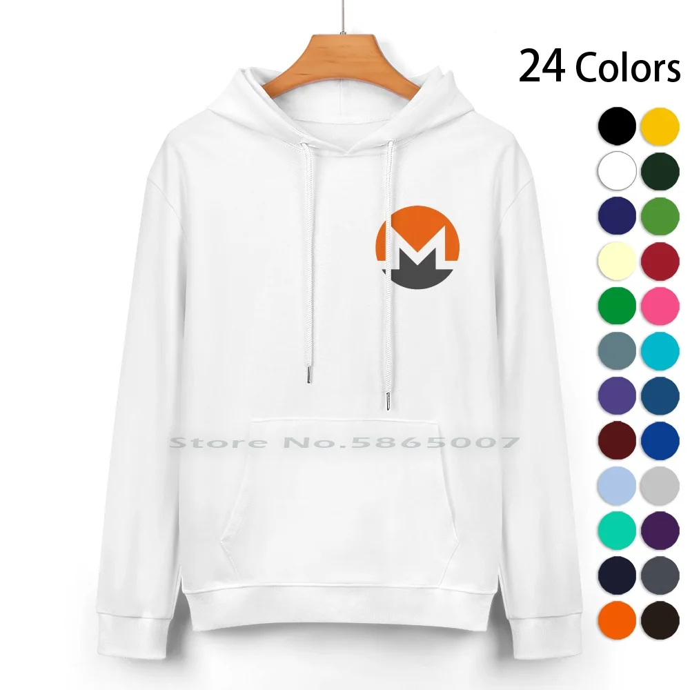 Monero Logo Pure Cotton Hoodie Sweater 24 Colors Xmr Cryptocurrency Coins Altcoin Blockchain Monero Logo Decentralization 100%