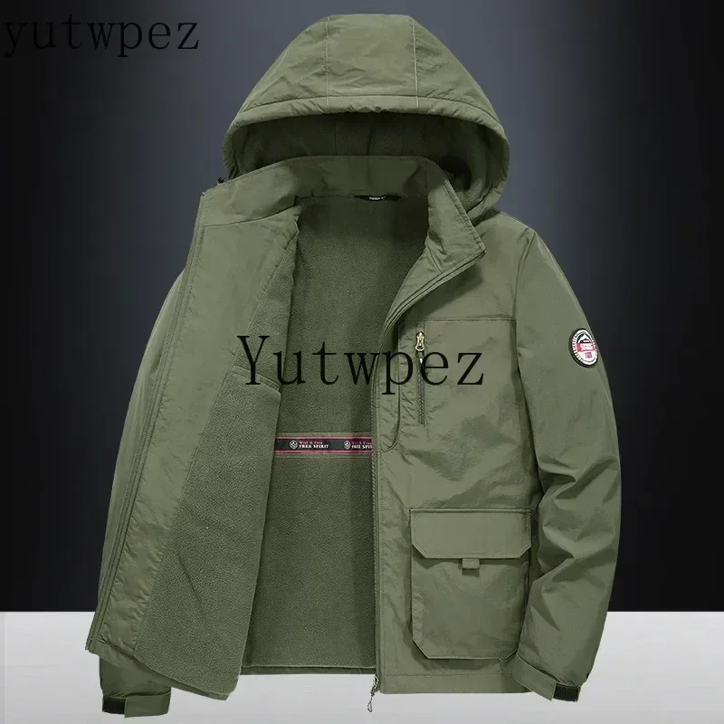Windproof Cold Proof Warm Men Fleece Jacket Winter Loose Casual Coat Outdoor Sports Trekking Fishing Mountaineering Daily Wear