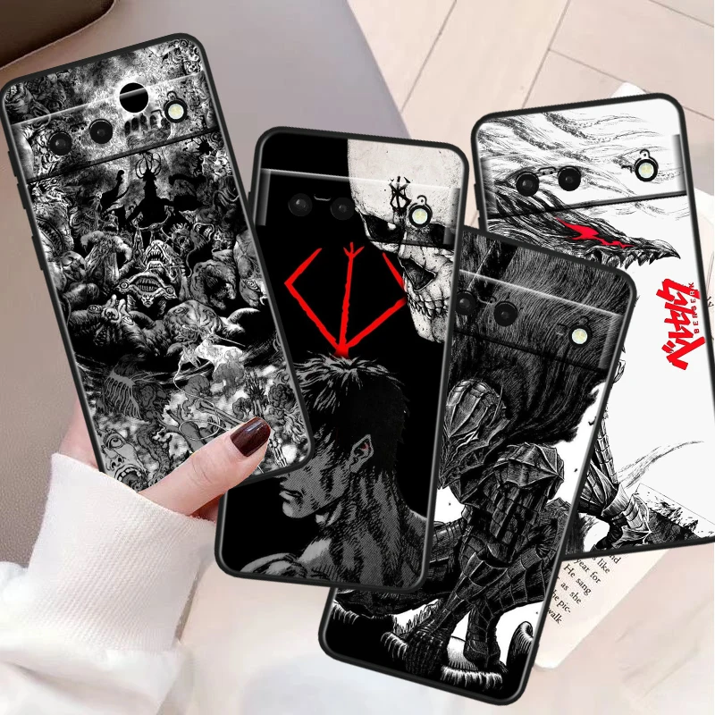 Berserk Anime For Google Pixel 9 8A 8 7A 7 6A 6 5A 5XL 5 4A 4XL 4 Pro Black Soft Silicone Phone Case Cover