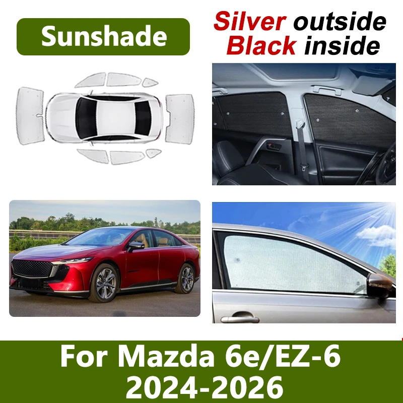 

Автомобильный отражатель, козырек для Mazda 6e, аксессуары EZ-6 J90A 2024 2025 2026, блокирующие свет шторы, теплоизоляция, автозапчасти