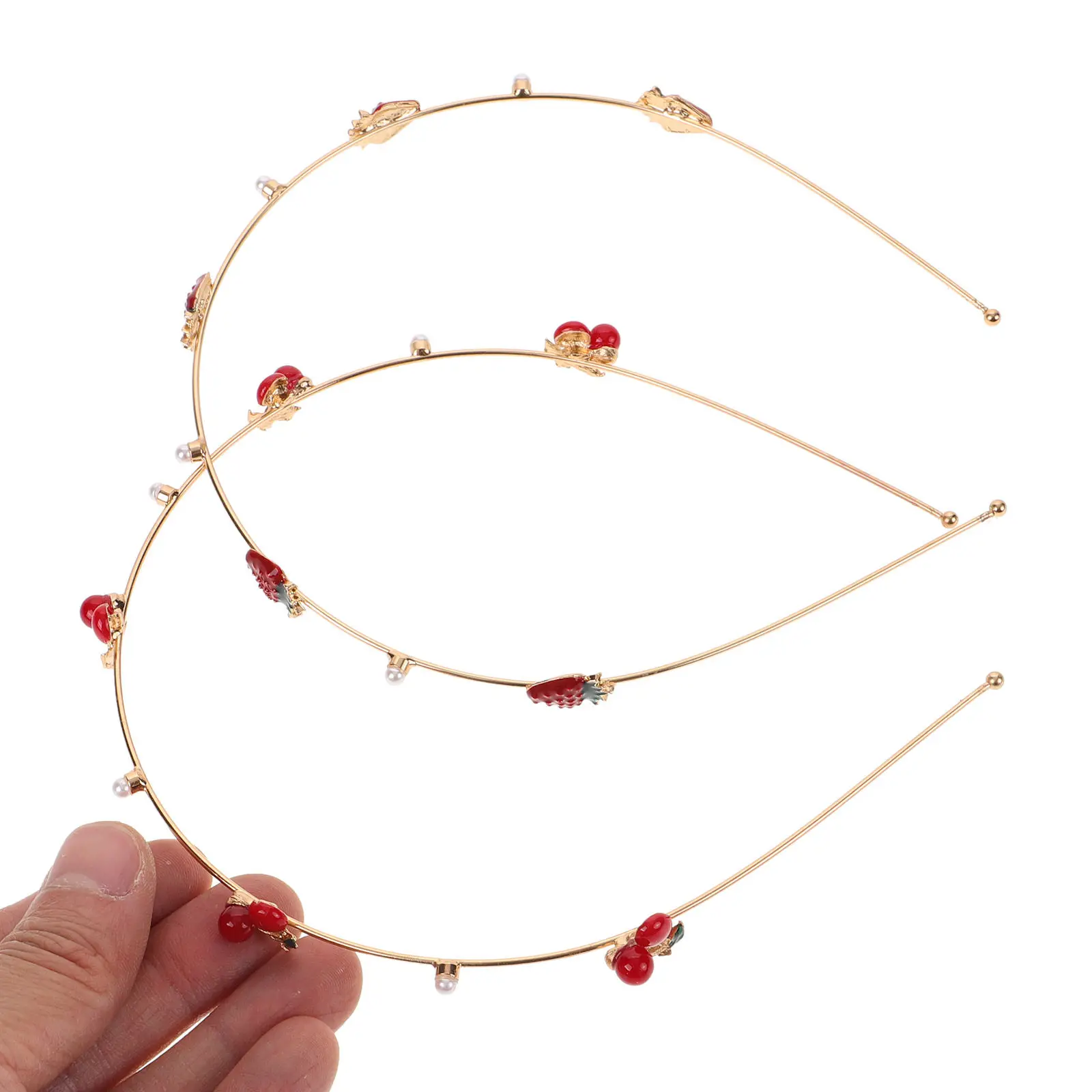 

2Pcs Strawberry Cherry Fruit Headbands for Women Premium Metal Hair Hoops Fashionable Wedding Bridesmaid Hair Accessories Gift