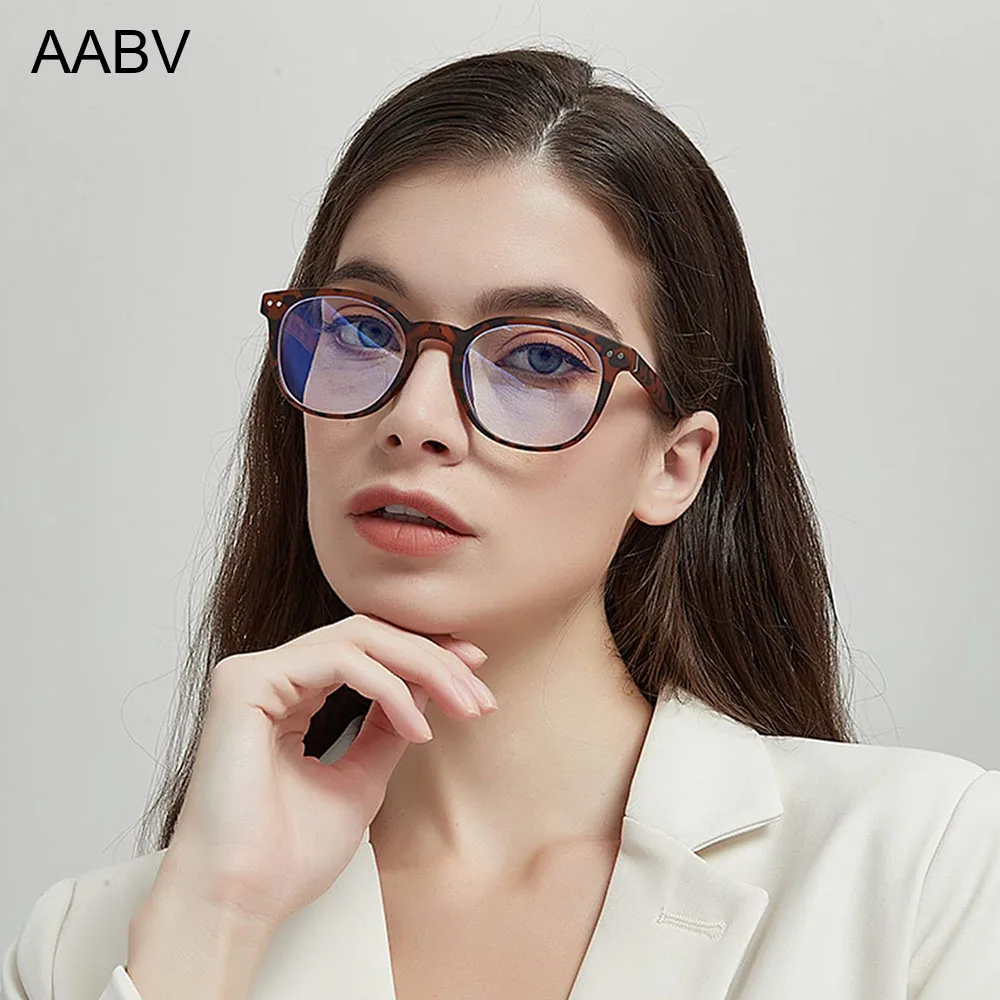 AABV Round Blue Light Bifocal Reading Glasses Women Computer Diopter Presbyopic Magnifying Readers 6018