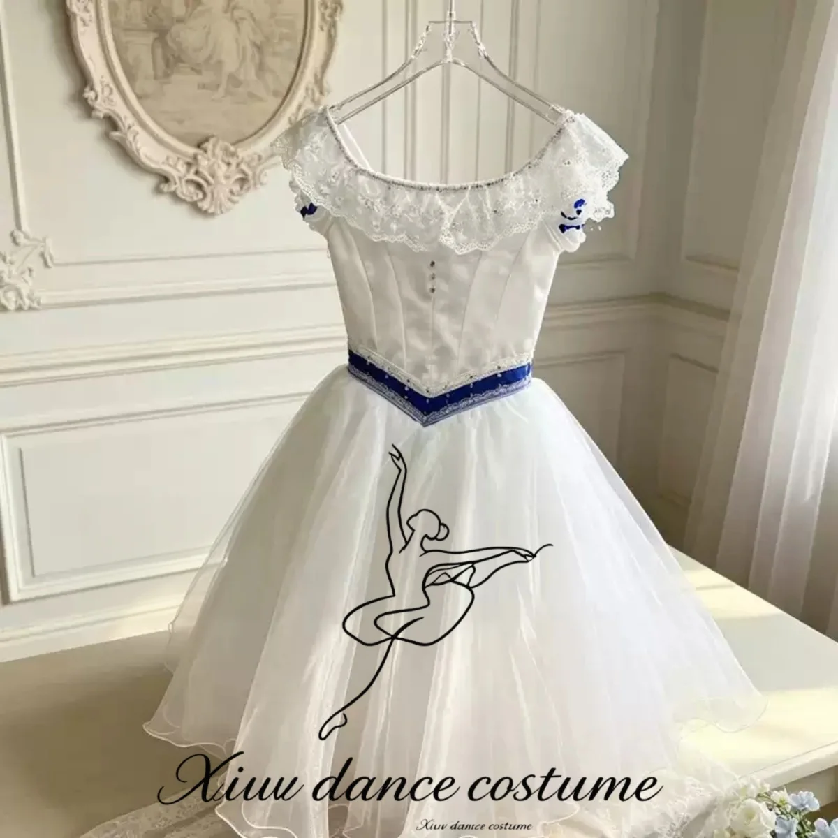 Customized white graduation dance variation ballet performance costume