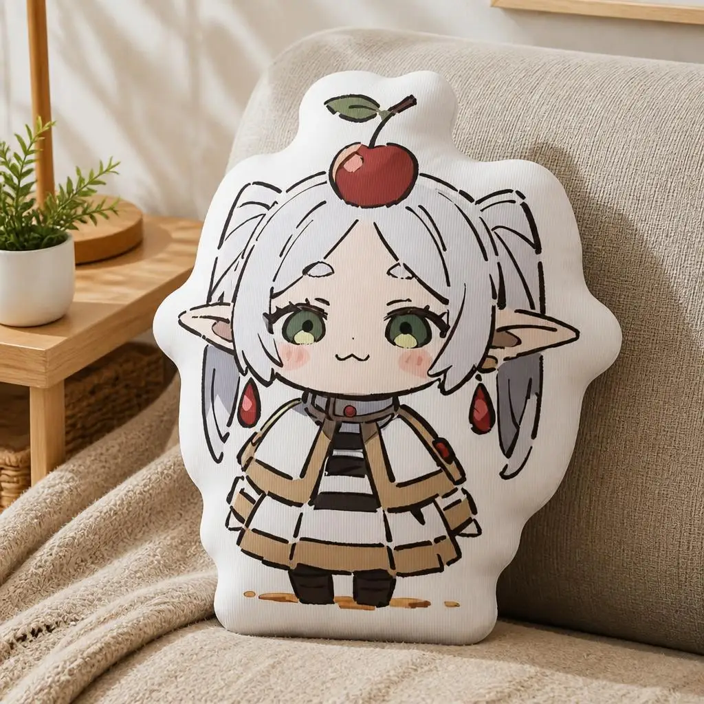 Frierens Cute Chibi Funny Pillow Cushion Irregular Stuffed Throw Pillow Home Decor Gift Sofa Bed