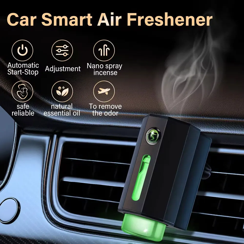 Mini Car Air Freshener LED Lights Vent Clip Automatic Diffuser Waterless Spray Machine With 30ML Essential Oil Diffuser For Car