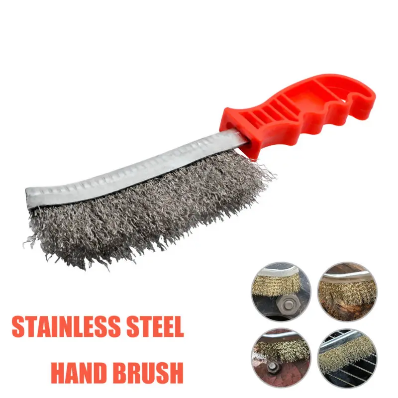 Stainless Steel Wire Brush Rust Cleaner Clear Plastic Handle Car Cleaning Brush Tool For Home Motorcycle Bike