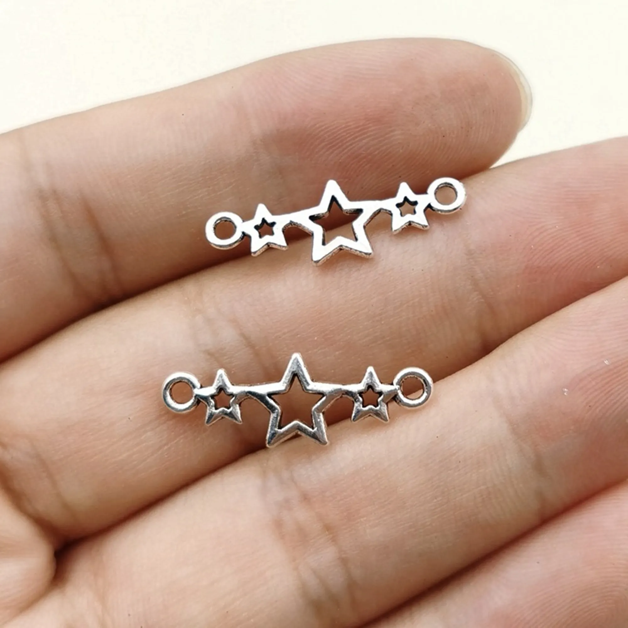 50pcs/lot 25x9mm antique silver DIY handmade accessories connecting pieces Pentacle connecting pieces Pendant