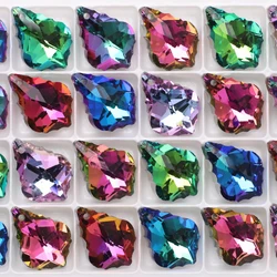 10 Pcs 16x22mm Crystal Baroque Pendants Gems Stone Maple Leaf Shape Glass Beads for Jewelry Making Charms Necklace Earrings DIY
