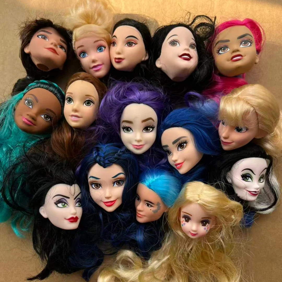 Disney 1/6 Princess Doll Head Parts DIY Dressing Doll Accessories Collectible Gift Toy Doll Heads Rare Face Doll Parts