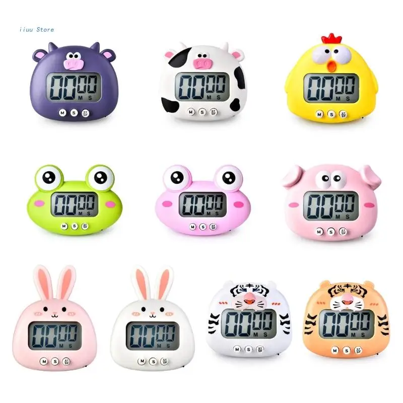 Cute Cartoon Animal Countdown-Timer  Cow Digital Cooking Timer with Invisible Stand for Cooking Bake Timer Kitchen