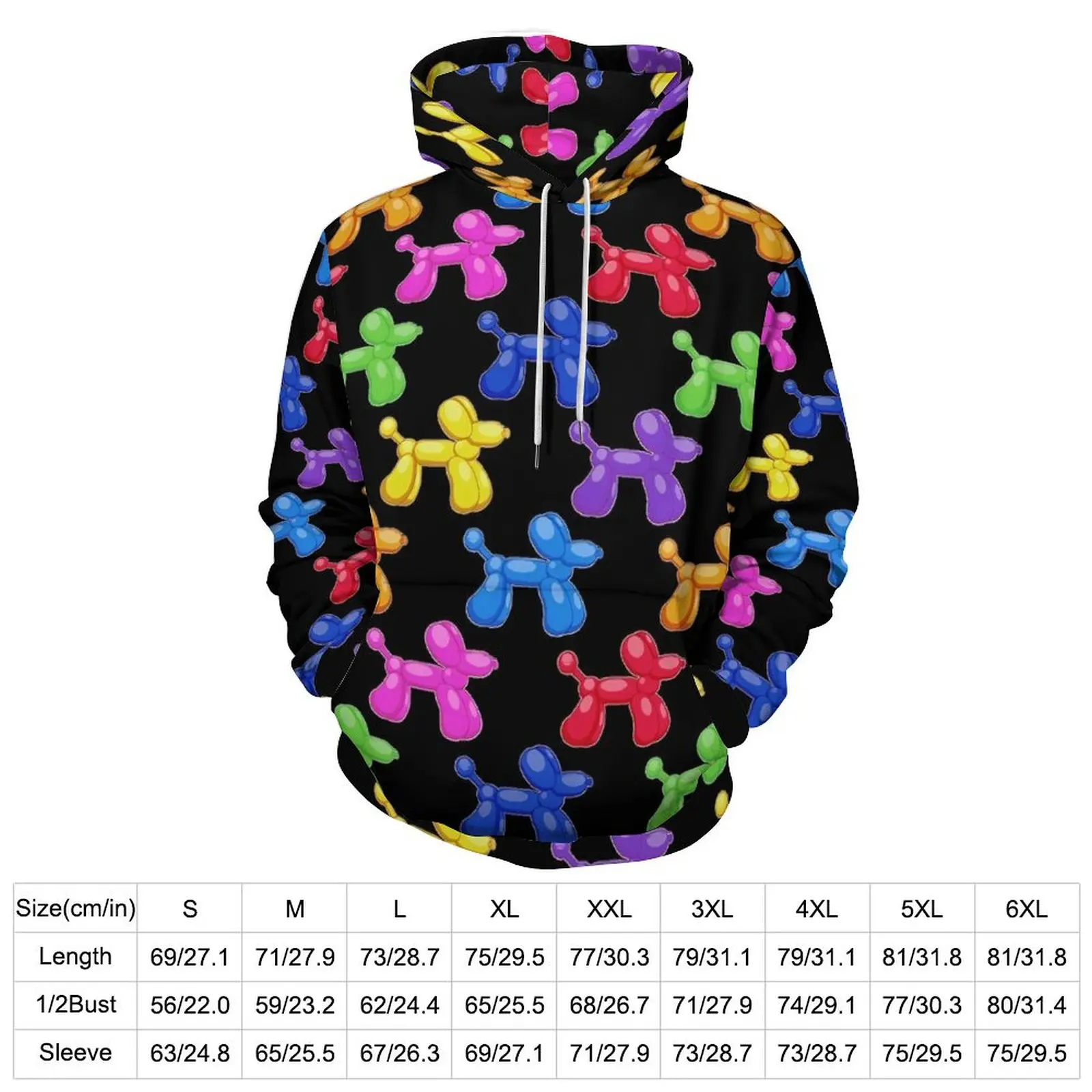 Balloon Dogs Galore Loose Hoodies Colorful Modern Hoodie Male Long Sleeve Oversized Korean Fashion Custom Top