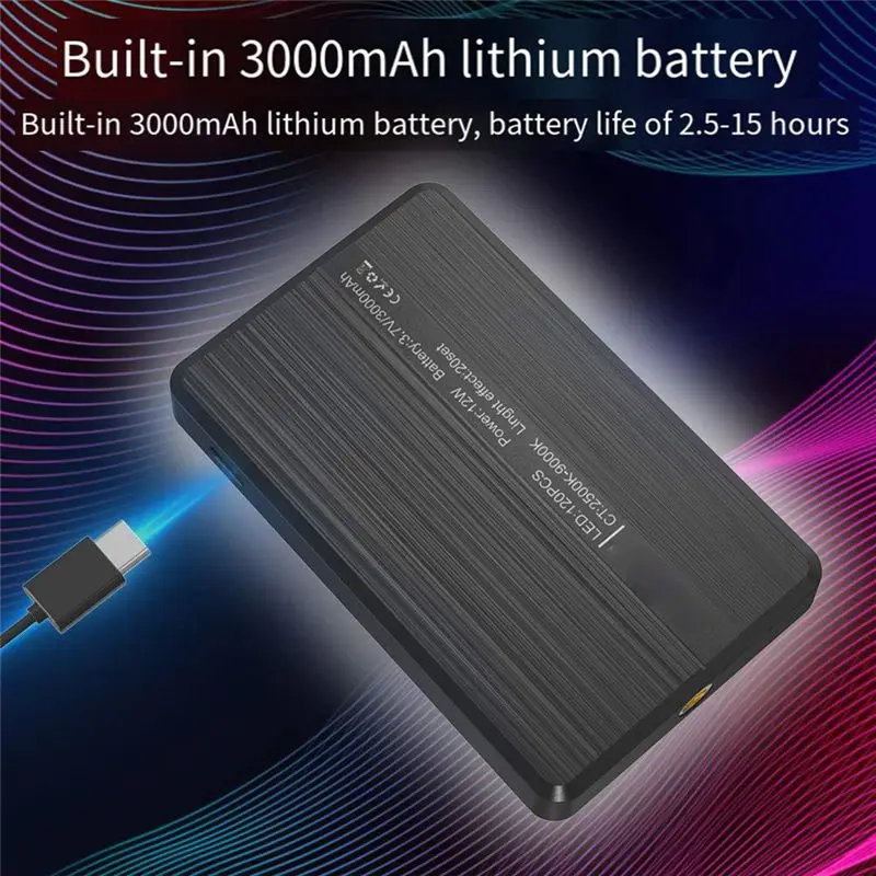

Зимний незаменимый RGB LED светильник для селфи с аккумулятором 3000 мАч, перезаряжаемый, портативный, 3 режима освещения, видеосвет для съемки