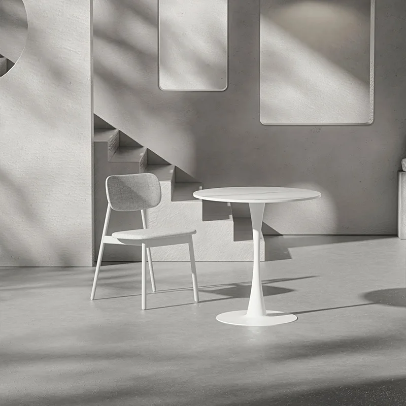 

Slate dining table milk tea coffee shop ins casual small round table tulip white simple negotiation table round