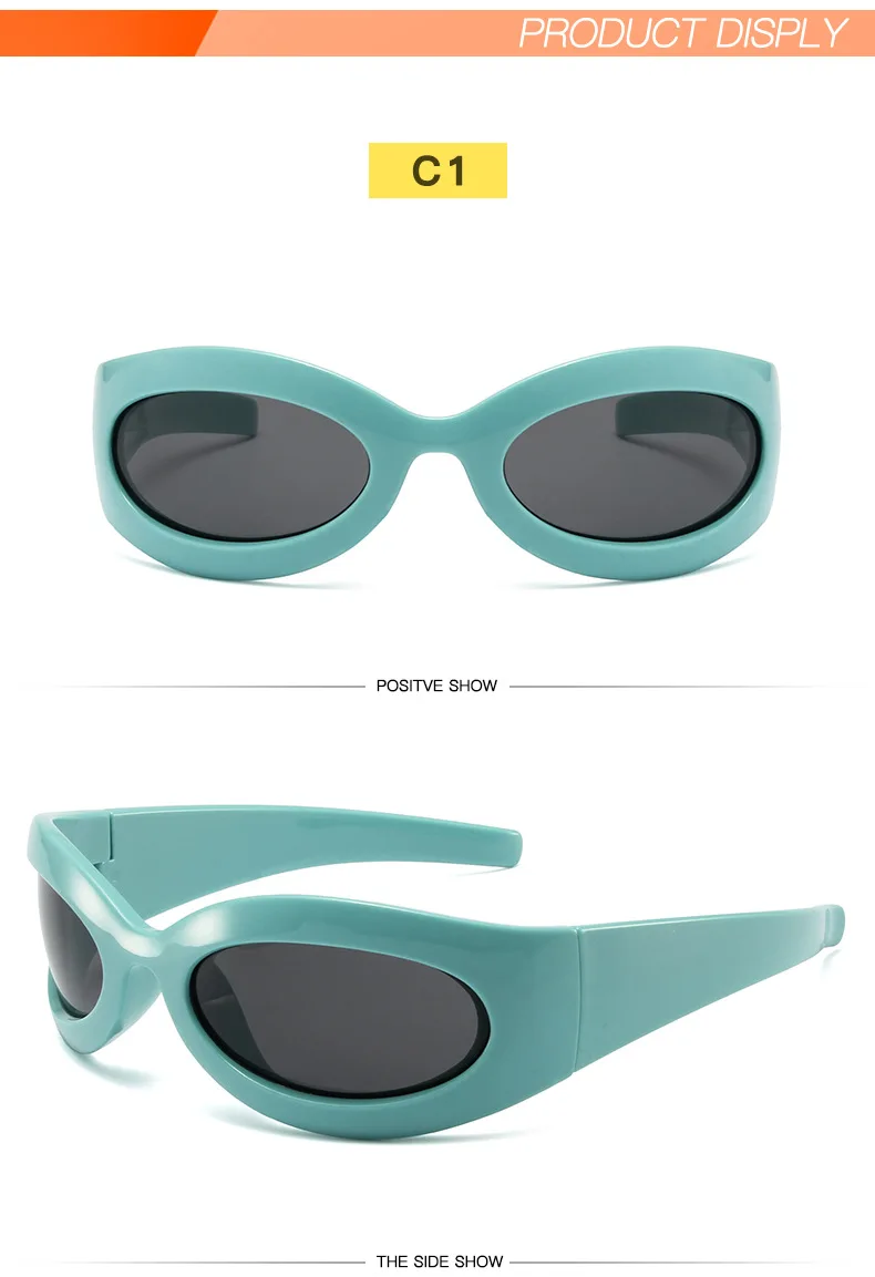 Übergroße Y2K-Sonnenbrille für Damen, trendig, großer Rahmen, Vintage-Sonnenbrille, modisch, futuristisch, Punk, Silbertöne, 2000er-Jahre – Detail 5