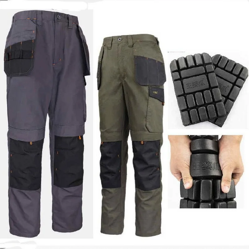 Men Casual Pants Tactical Joggers Cargo Pants Multi-Pocket Trousers Electrician Pants With Knee Protection Pads