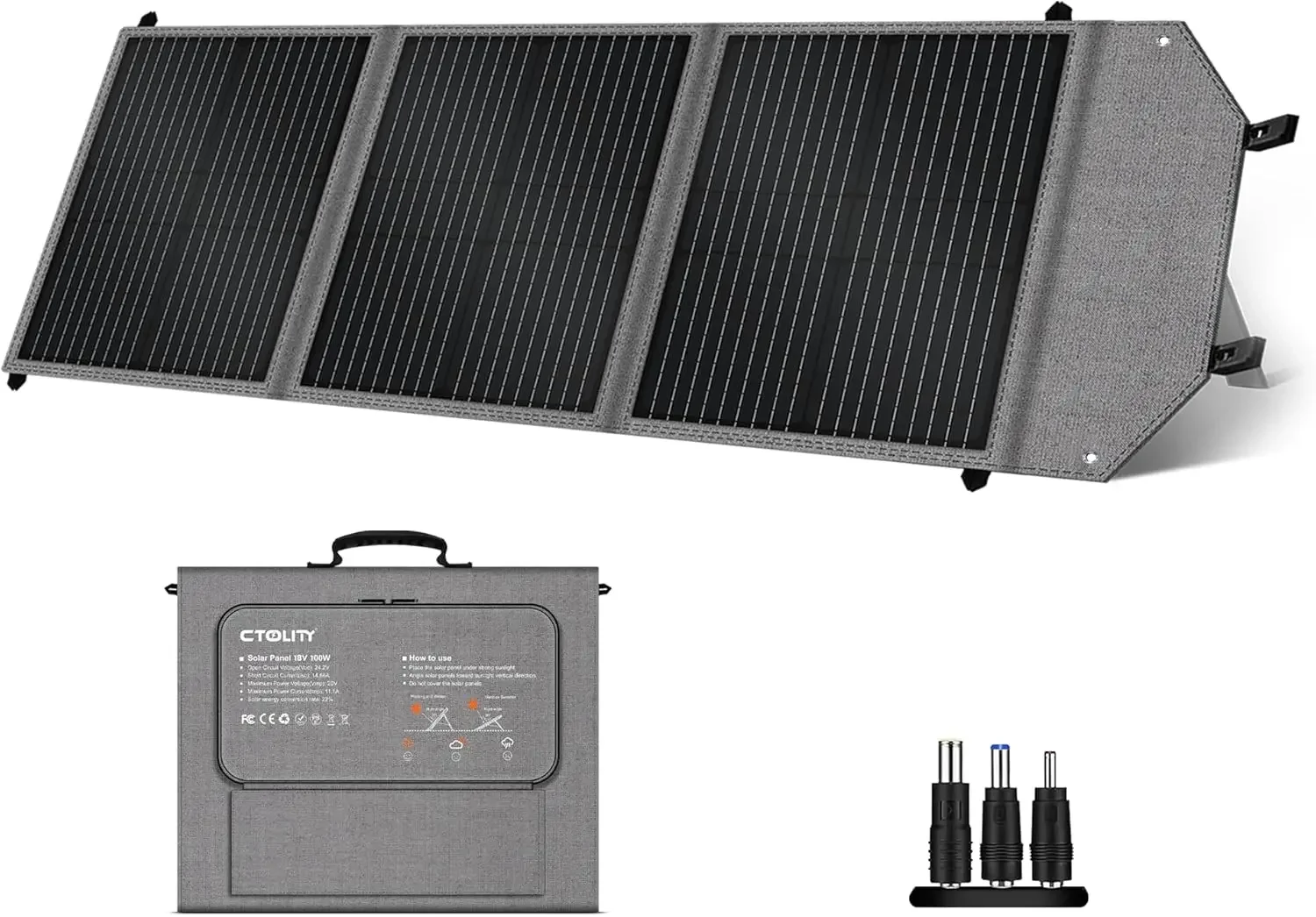 

Customizable 100W Portable Solar Panel For Camping RV Marine - Foldable Solar Panel Kit With Adjustable Kickstand