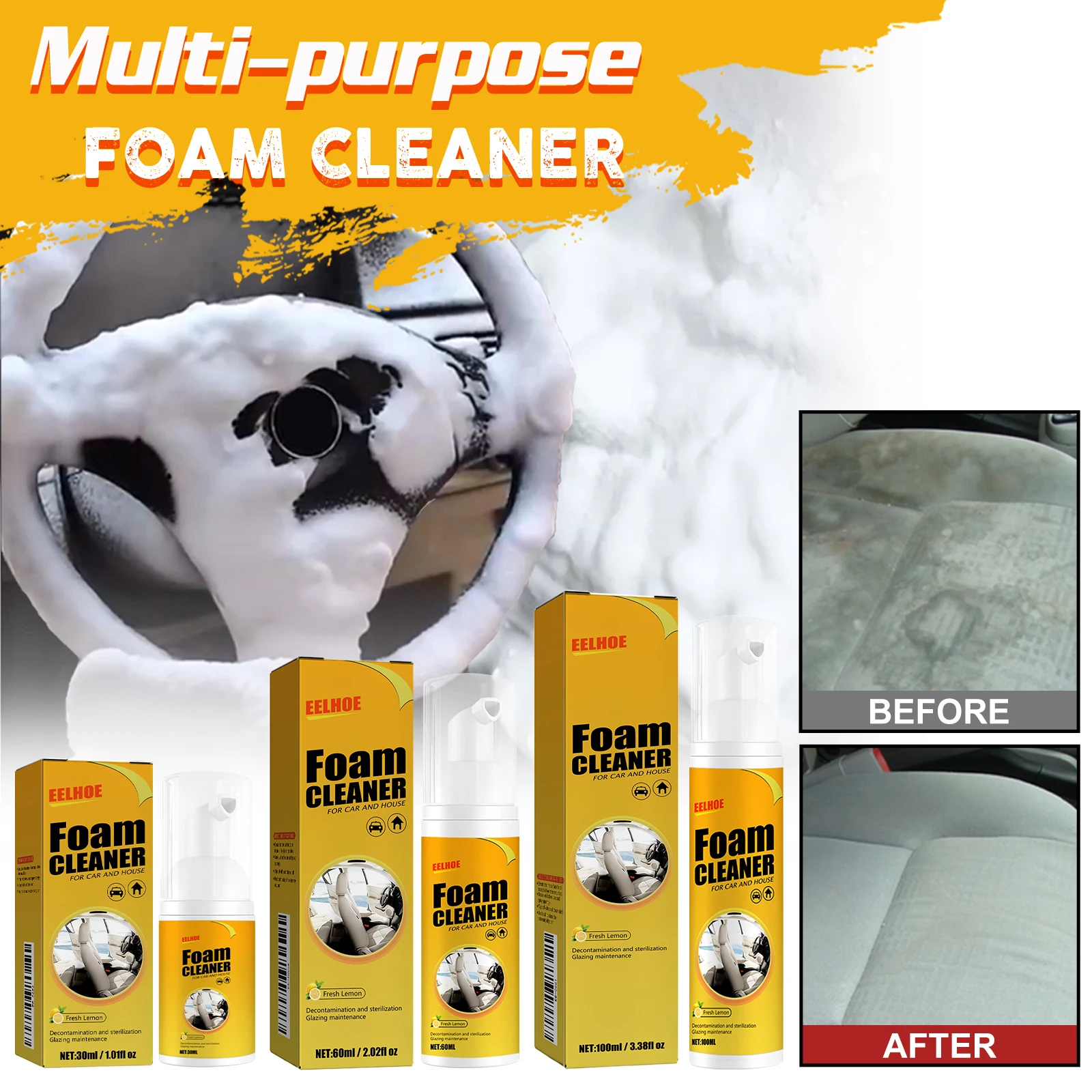 30/100ml Multi-Purpose Foam Cleaner Spray Leather Cleaning Auto Home Large Capacity Foam Cleaners for Car Wash Maintenance