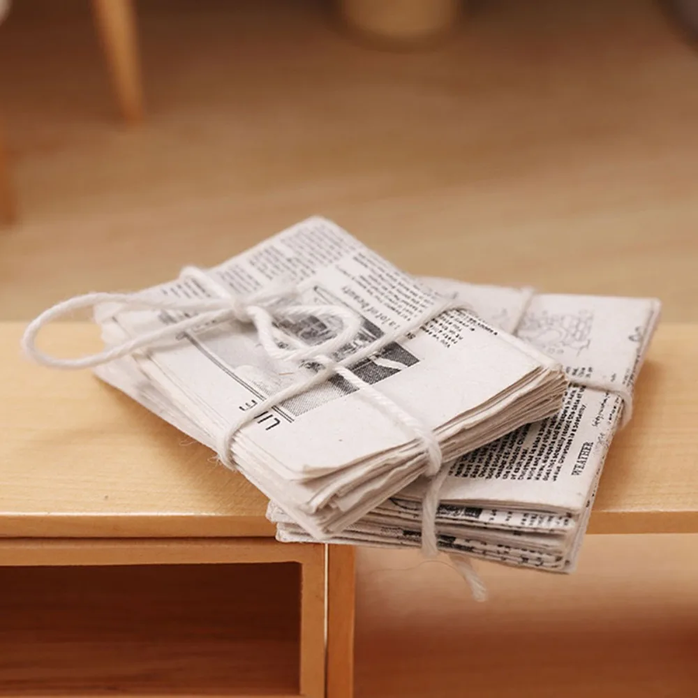 Pretend Play  Simulation Books Magazines Retro Newspaper Set Newspaper Model Simulation Furniture  Dollhouse