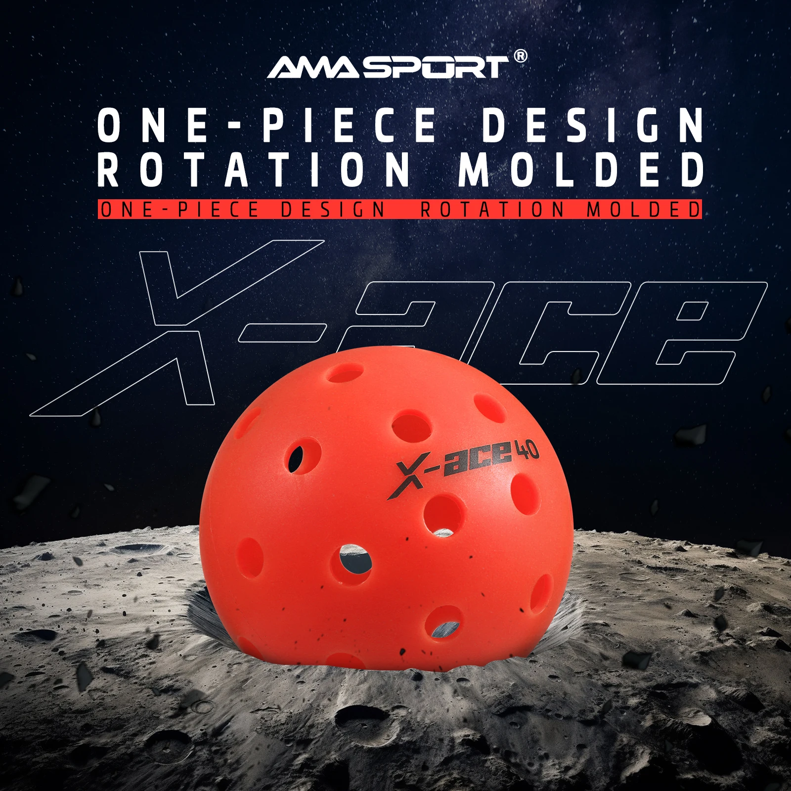 AMA Sport X-ACE Pickleballs - 40 Hole Outdoor Pickleball Balls- Crack-Resistant ONE Piece Balls - 100% POP-Red - Image 3