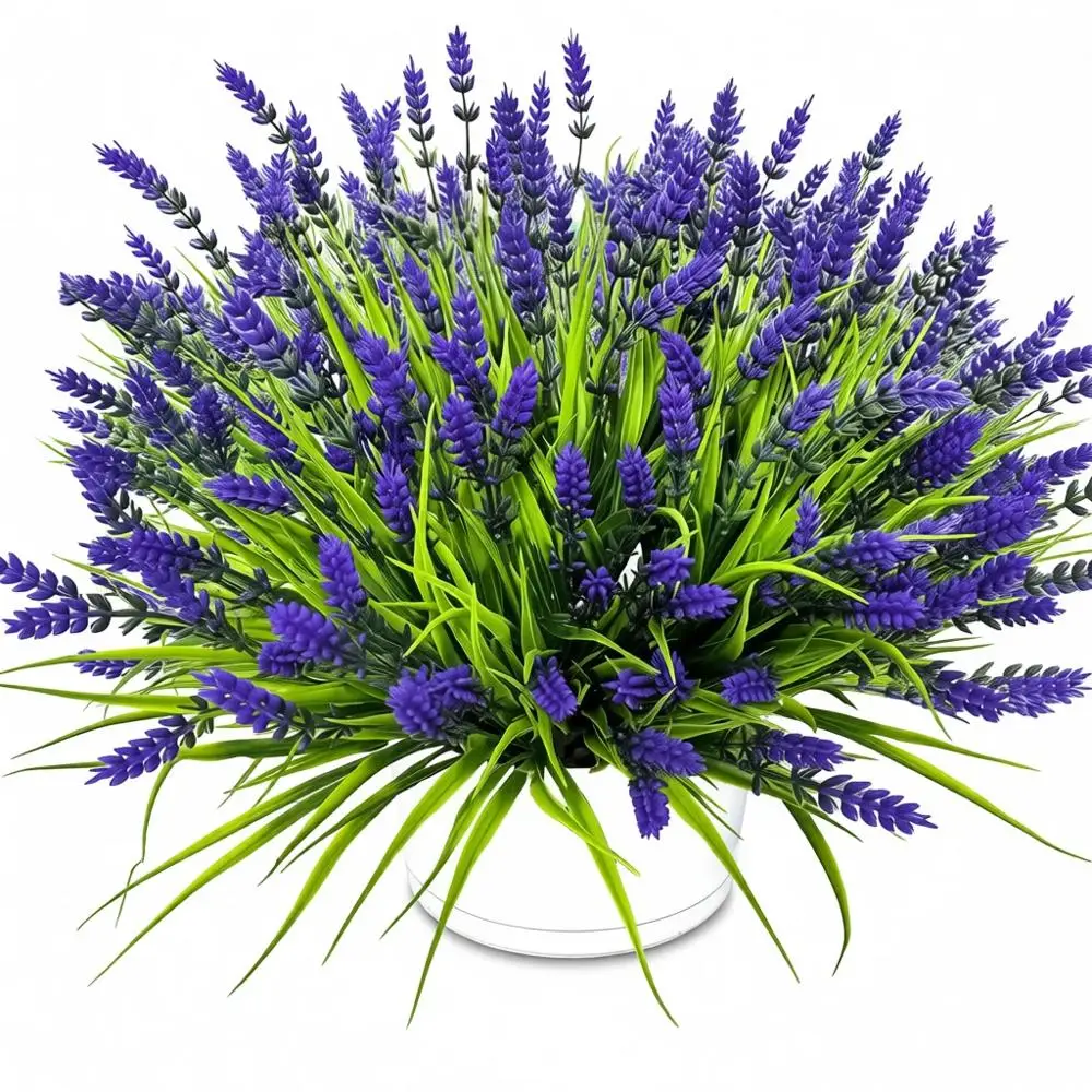 

UV-Resistant Outdoor Artificial Lavender Plants Set, 22 Pieces for Porch, Garden, or Window Boxes