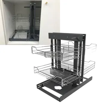 Blind Corner Pull Out Organizer 800mm Slide Out Kitchen Cabinet Organizer for Seasoning Dish