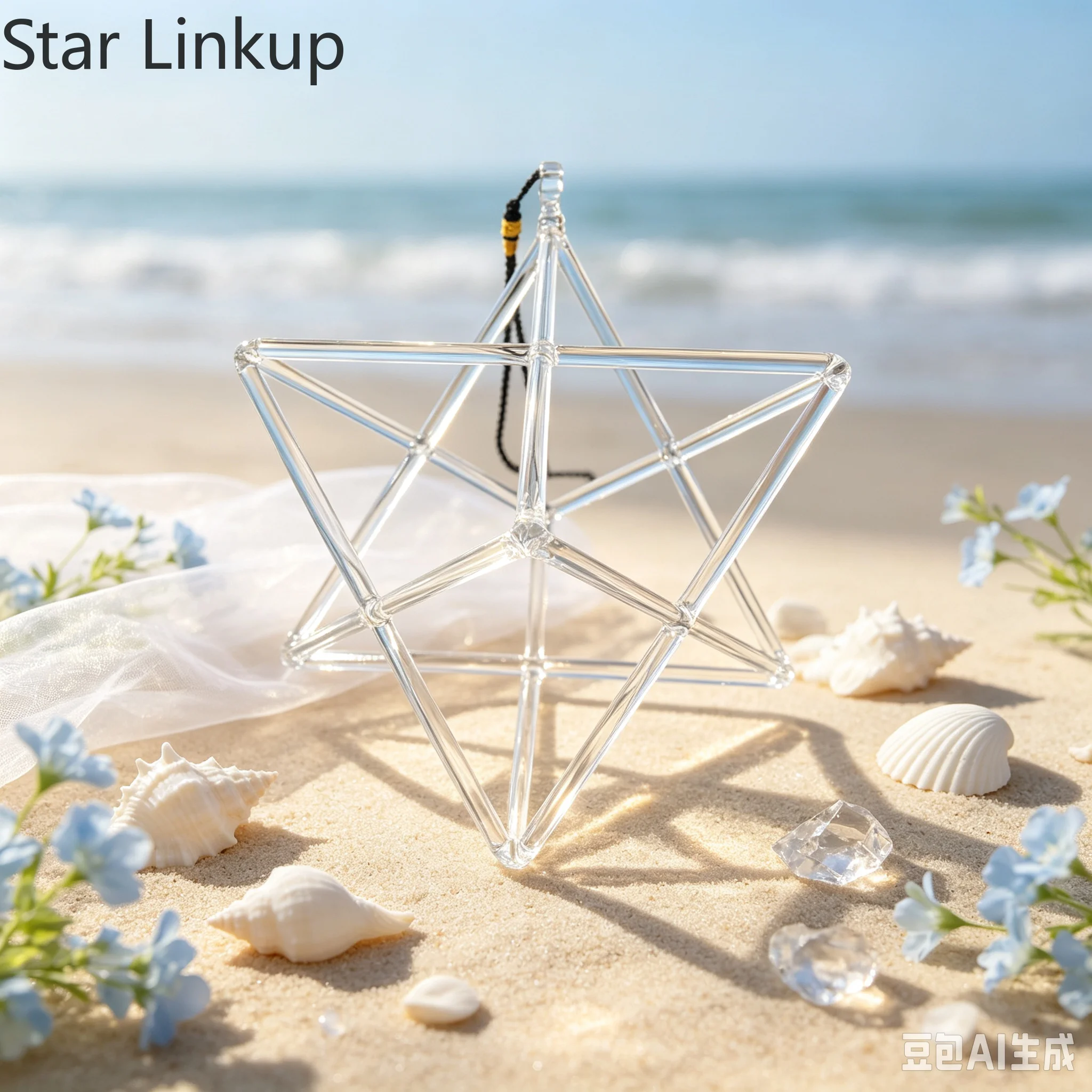 Star Linkup 9 Inches Transparent Quartz Merkaba Double Pyramid Sound Tool, Rich Resonance for Music Therapy Treatment & Overall Chakra Energy Alignment Healing