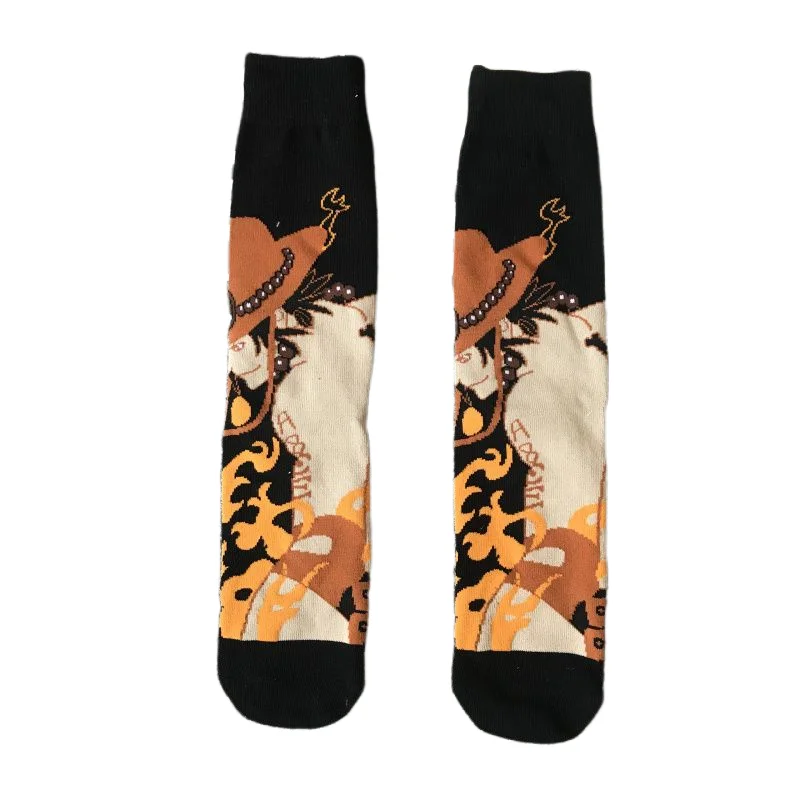 One Piece Cartoon Anime Luffy Sauron Ace Series Characters Men and Women Socks Creative Personality Trend Sports Stockings Gift