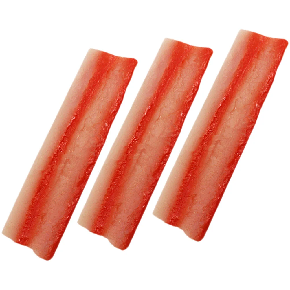 3 Pcs Simulation Bacon Decompression Interesting Toy Fidgets for Kids Imitation Strips Pork Belly Plaything Artificial Toys