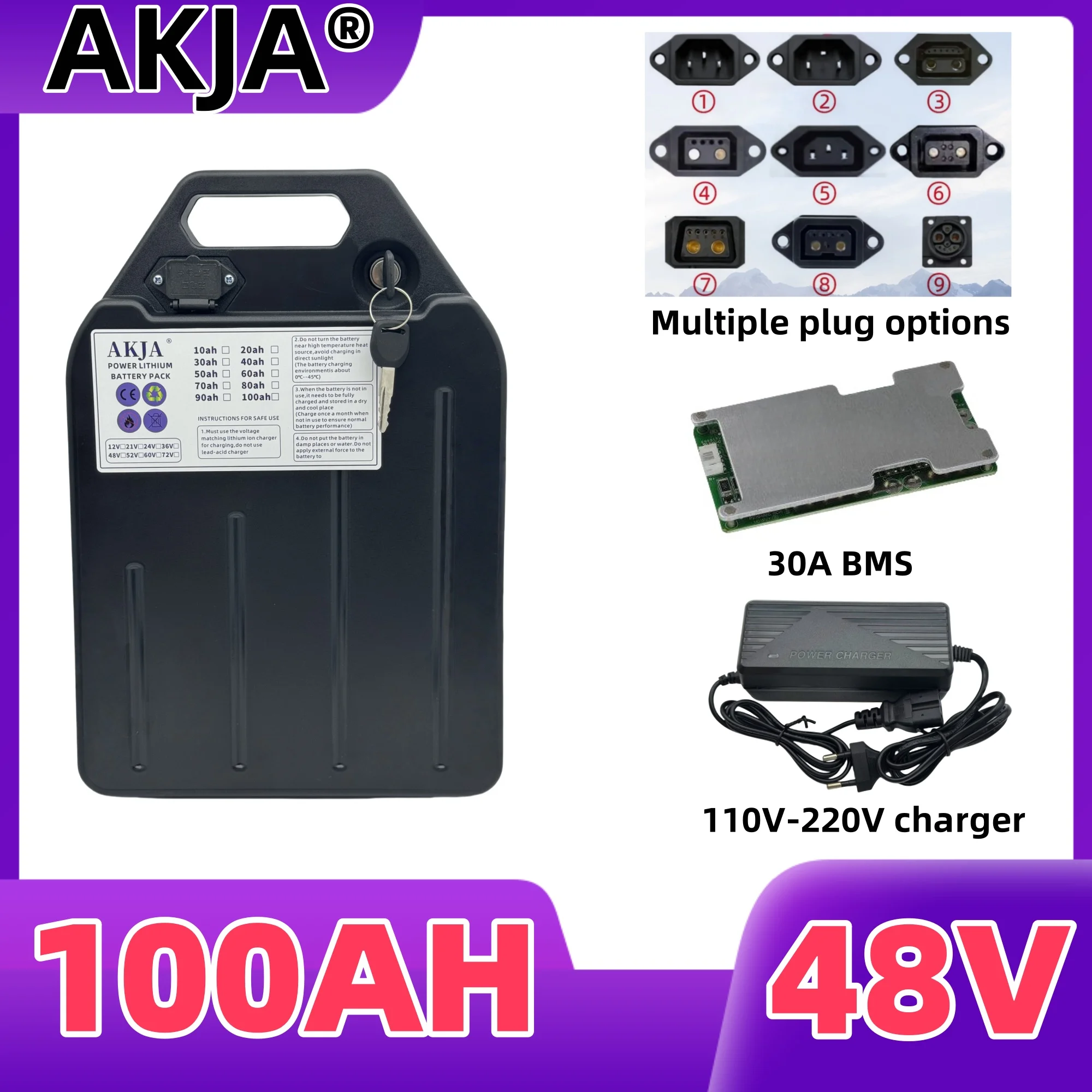 

Air fast transportation，Send within 24 hours，48V100AH，18650 lithium battery，Lithium battery pack，Suitable for motors below 3000W