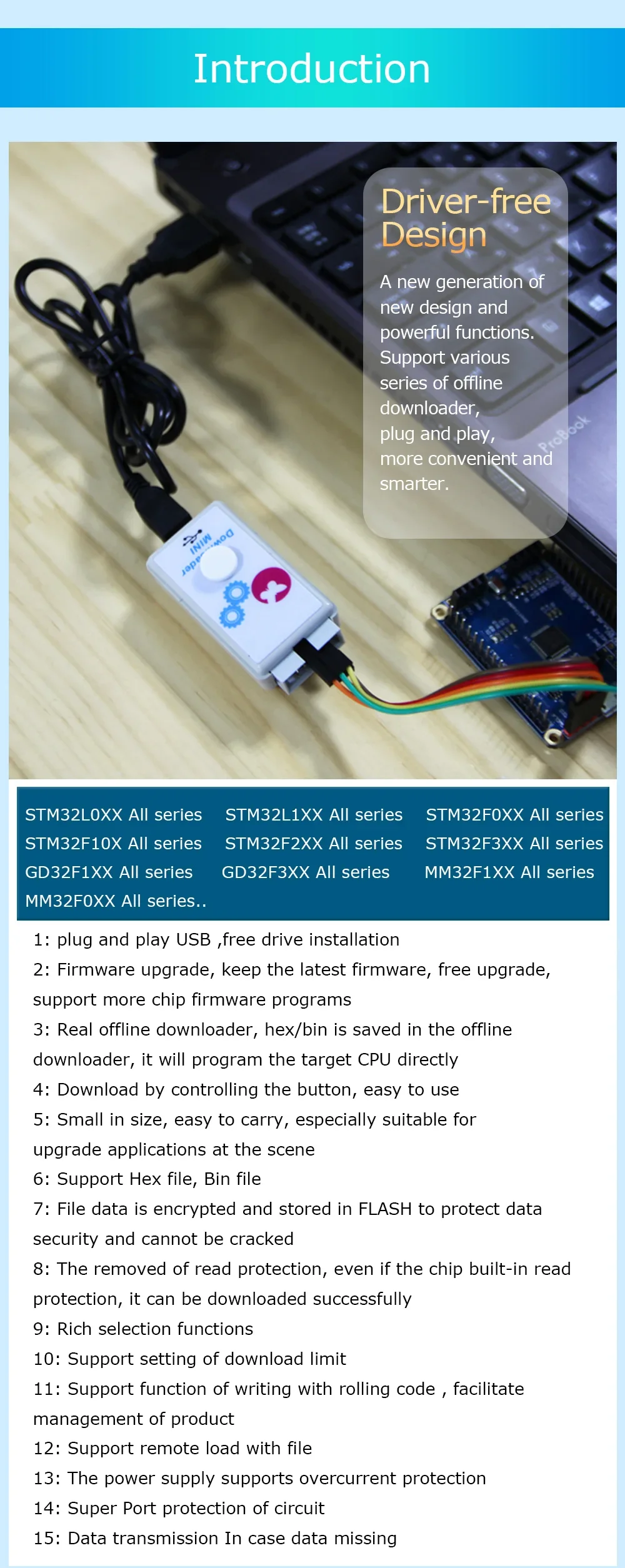 WitMotion STM32 GD32 All-Series Offline Downloader, High-Speed Universal Burner, Off-line Writer, Mini-pro Programmer