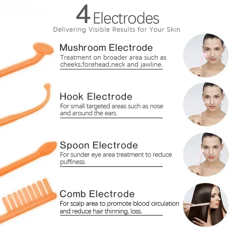 4 In 1 Electrode Wand สูงความถี่ Electrotherapy แก้วหลอดสปาอุปกรณ์ความงาม Acne Spot Treatment ต่อต้านริ้วรอย Facial Care