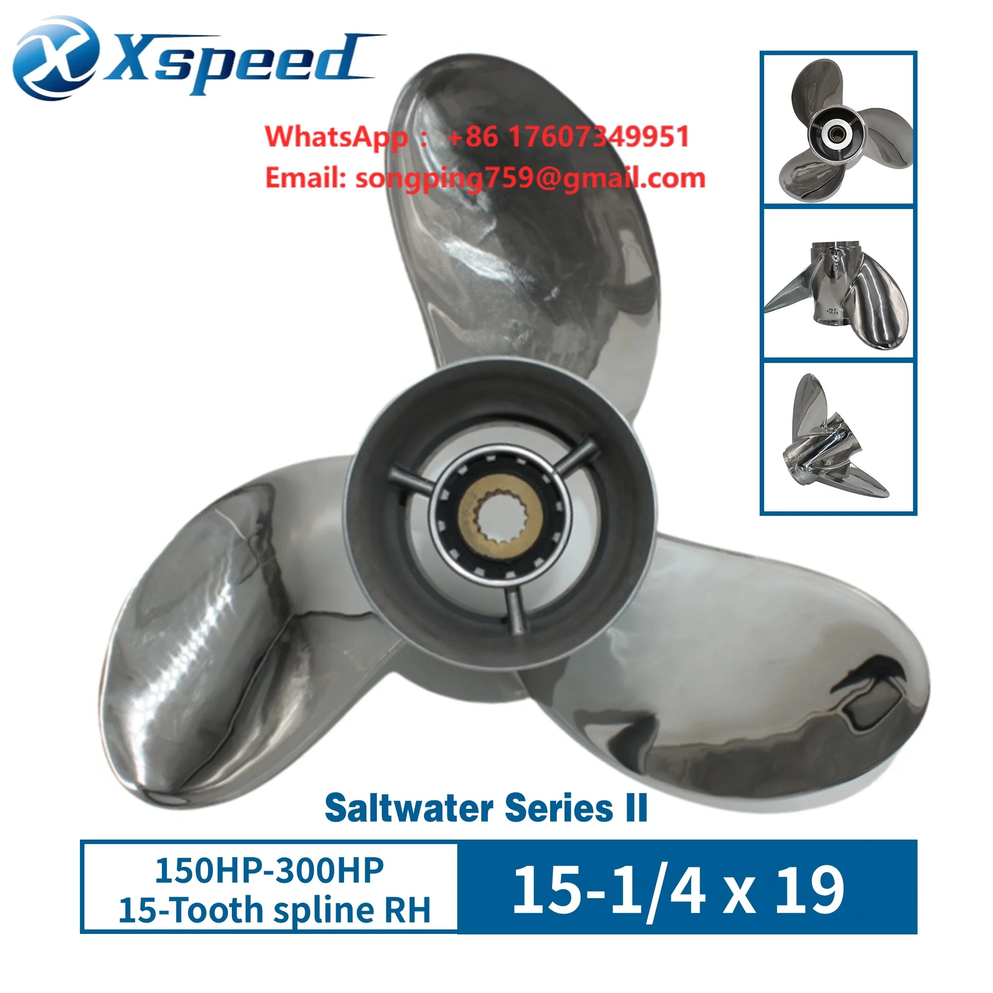 15-1/4x19 Stainless Steel Propeller for Yaaha Saltwater II 150-300HP Replace OEM 6CE-45970-20-00
