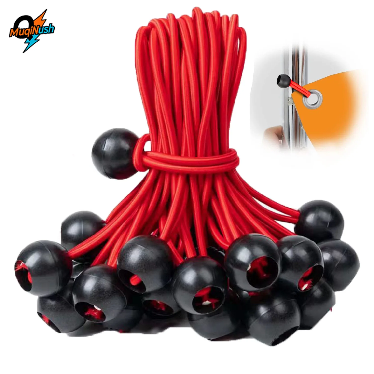 

MuqiNush 50Pcs 4/6/8" Bungee Ball Tarps Canva Tarpaulin Flagpole Tie Cord Ends Elastic Rope Lace Fixed Boat Pole Camping Tent