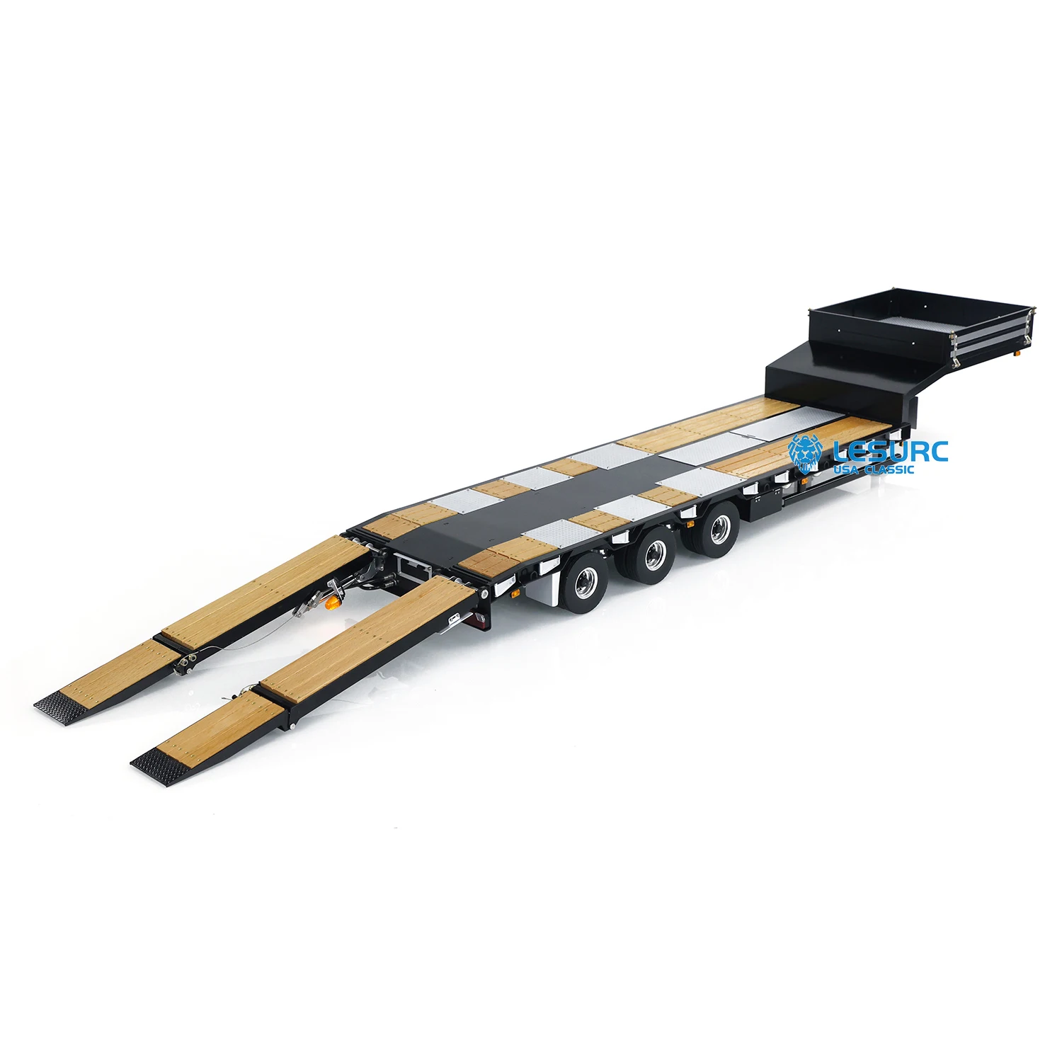 Metal LESU Trailer W/ Electric Hydraulic Lifting Light System For 1/14 Model RC Dumper Tractor Car Toys Assembled Painted Parts