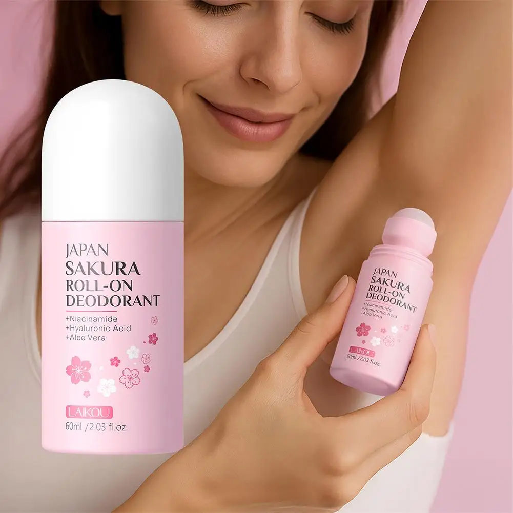 Giappone Sakura Profumo Roll On Deodorante 60ml Profumo Naturale di Lunga Durata Aroma Fresco Per Le Donne Degli Uomini H2S8