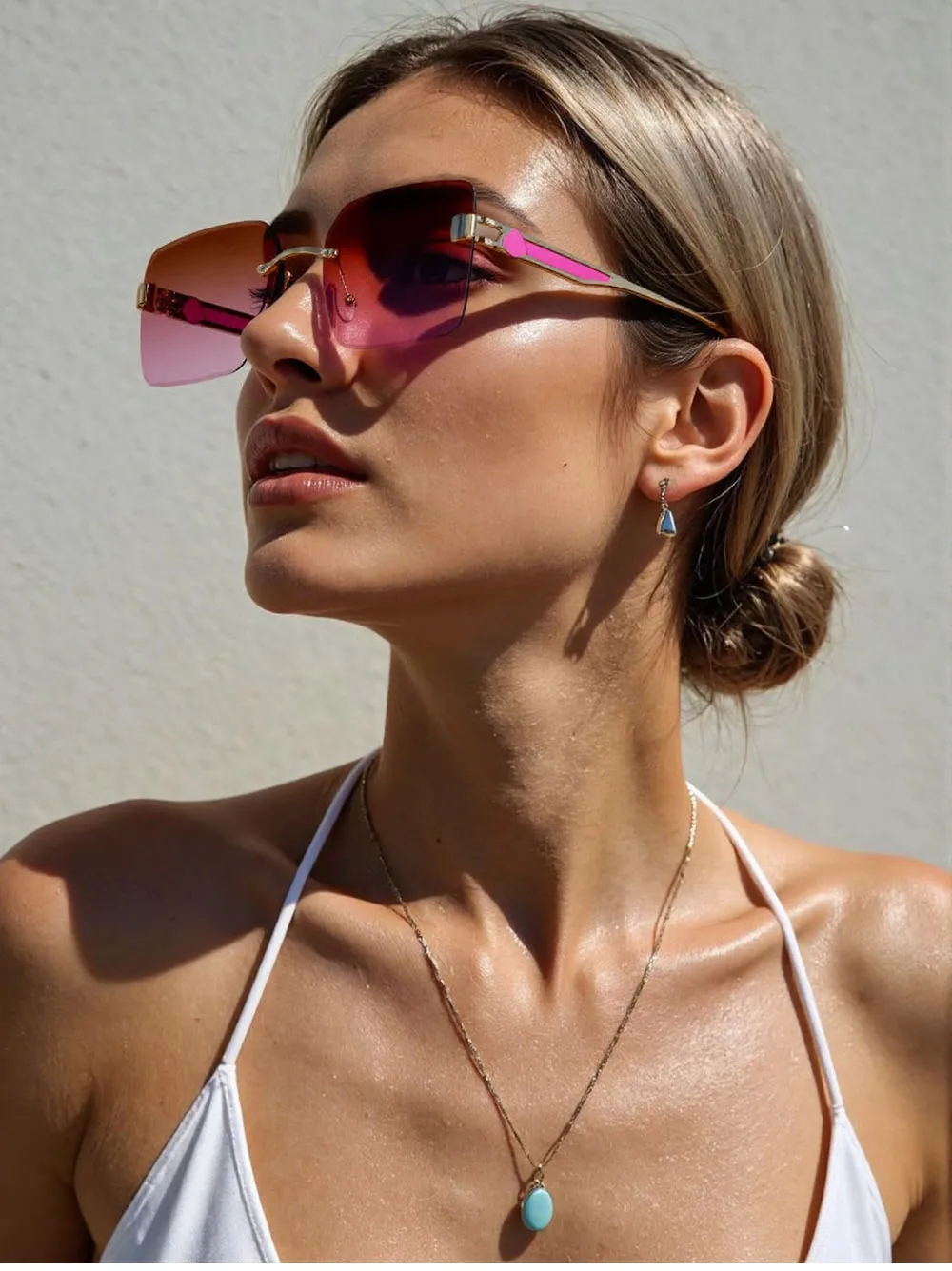 2023 randlose Sonnenbrille Frauen Trendy Vintage Quadratische Mode Gläser Sonnencreme Lentes De Sol Mujer Lunette Soleil Femme Zonnebril – Detail 2