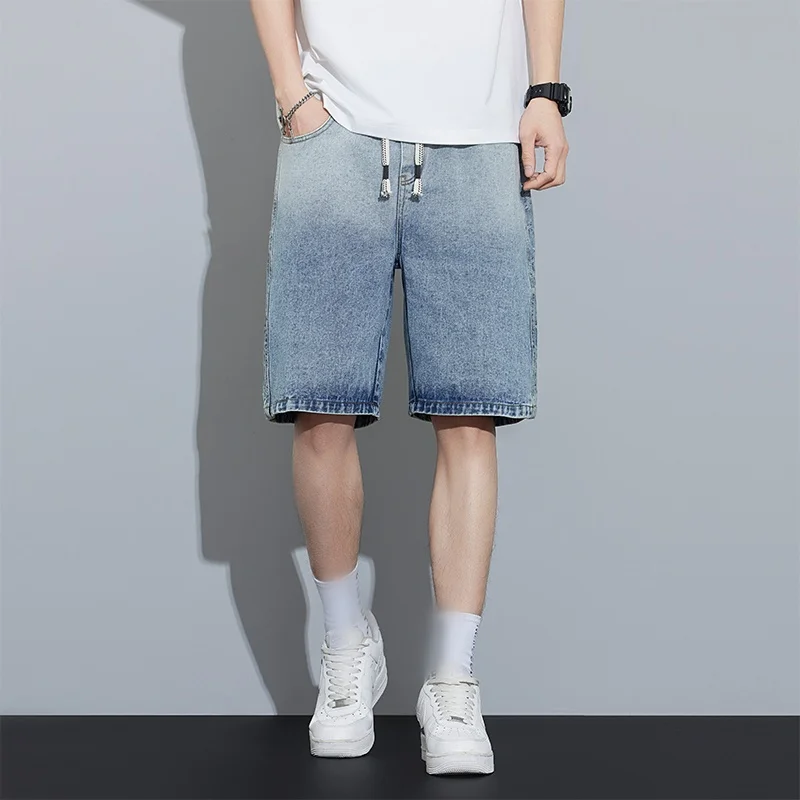 

2025 new summer shorts jeans men's denim pants stretch blue fashion design men's jeans slim fit straight leg men's short denim