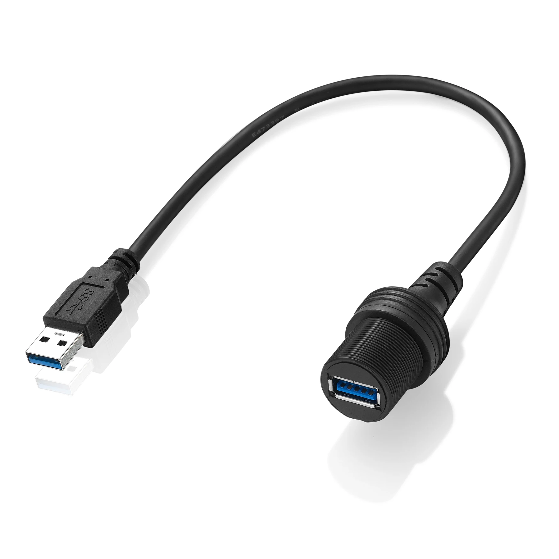 Bochara Dashboard USB 3.0 USB 2.0 Male to Female Cable Flush Mount Panel Waterproof With Cover Shielded For Car Motorcycle Boat