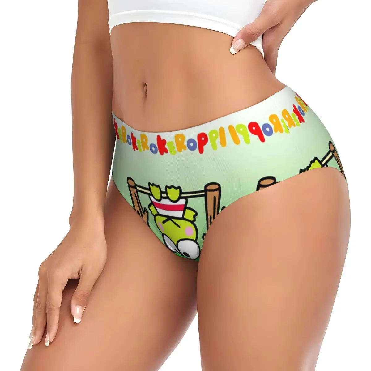 Custom Keroppi Fun Briefs Underwear Women Breathable Stretch Kawaii Cute Panties