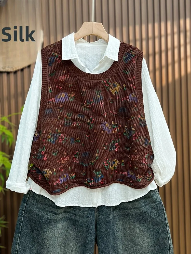 

Модный вязаный ажурный жилет ort Sve, женский свободный топ большого размера, весна-осень, тонкий хлопковый цвет