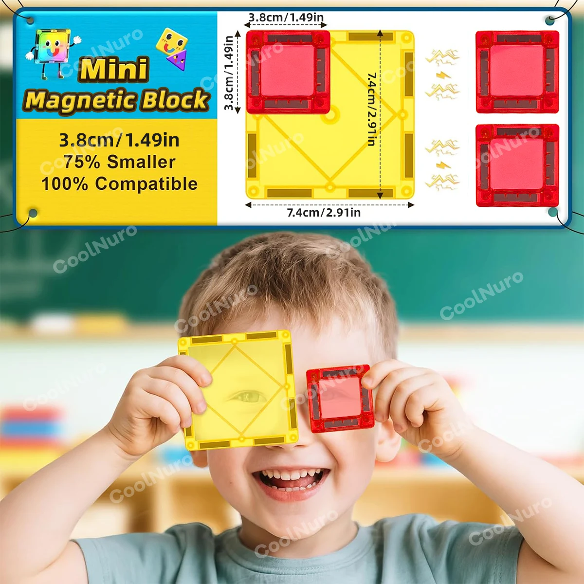 26/38-teiliges Set mit Eisenbox – buntes magnetisches Bausteine-Set, geeignet für Lern- und Bildungs-Magnetspielzeug für Kinder, Geschenke