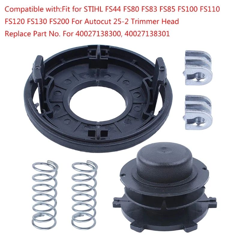 X37E for Head Spool & Cover Cap 6pcs Kit for FS44 FS80 FS85 FS100 FS110 FS120 FS130 FS200 with Spring Line Feed Eyeletet Dura