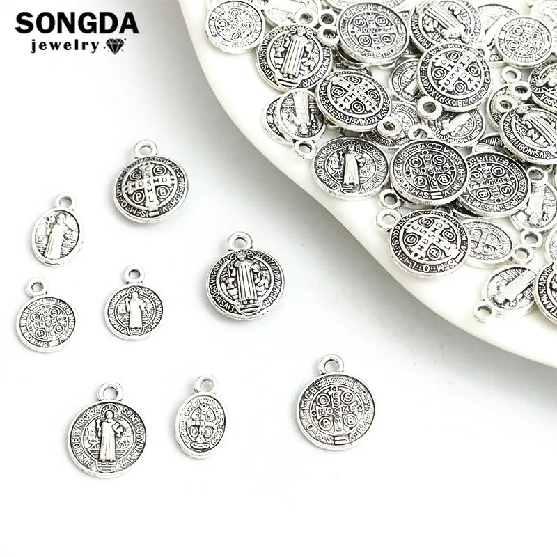 

Saint Benedict Medallion Charms Jesus Catholicism Round Alloy Earrings Pendants Jewelry DIY Keychains Necklace Accessories Craft