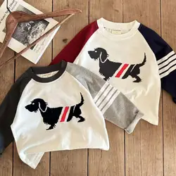 Children's Pure Cotton Long sleeved T-shirt for Boys Spring and Autumn New Boys and Babies Spliced Top Children's Bottom Shirt