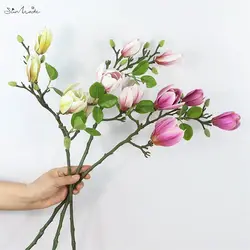SunMade Luxury Artificial Magnolia Flower Branch for Home Wedding Hotel Decoration Indie Room Decor Flores Artificales Gardening